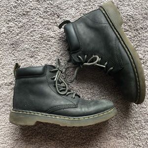 Dr Martens black gray suede combat boots